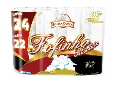 PAPEL HIGIÊNICO ABSOLUTE FOLHA DUPLA COM 24 ROLOS - FOFINHO